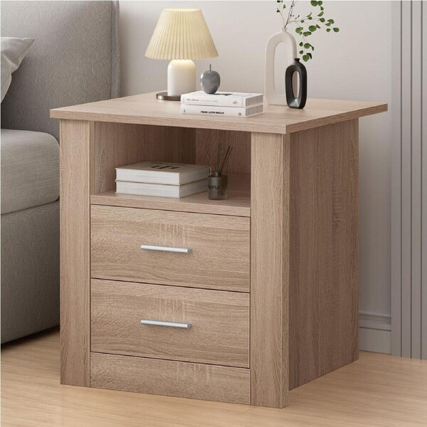 Alfordson Bedside Table Nightstand Storage Cabinet Side Table Classic Oak