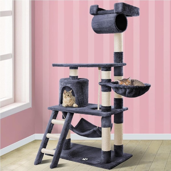 BEASTIE Cat Tree Scratching Post Scratcher Tower Condo House Furniture Wood 141
