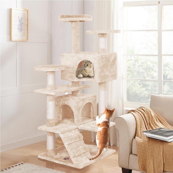 BEASTIE Cat Tree Scratching Post Scratcher Tower Condo House Furniture Wood 134