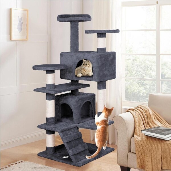 BEASTIE Cat Tree Scratching Post Scratcher Tower Condo House Furniture Wood 134