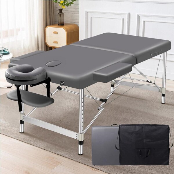 Alfordson Massage Table 2 Fold 55cm Foldable Portable Bed Desk Aluminium Lift Up