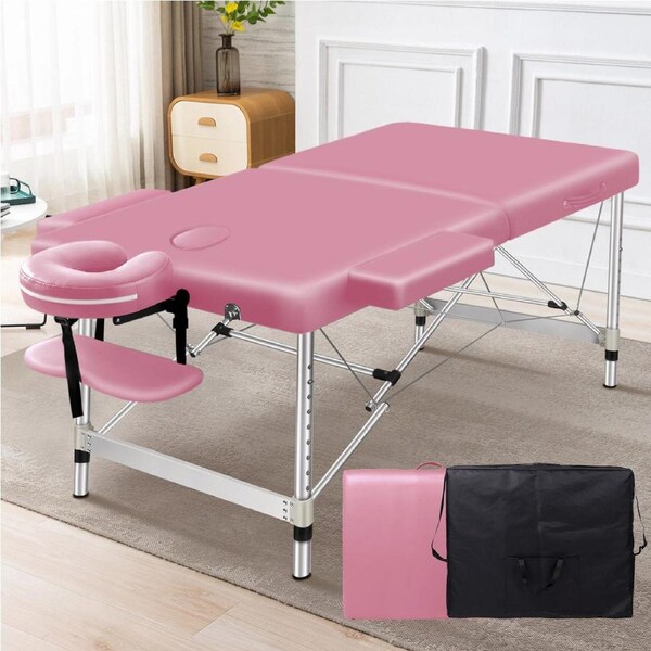 Alfordson Massage Table 2 Fold 75cm Foldable Portable Bed Desk Aluminium Lift Up