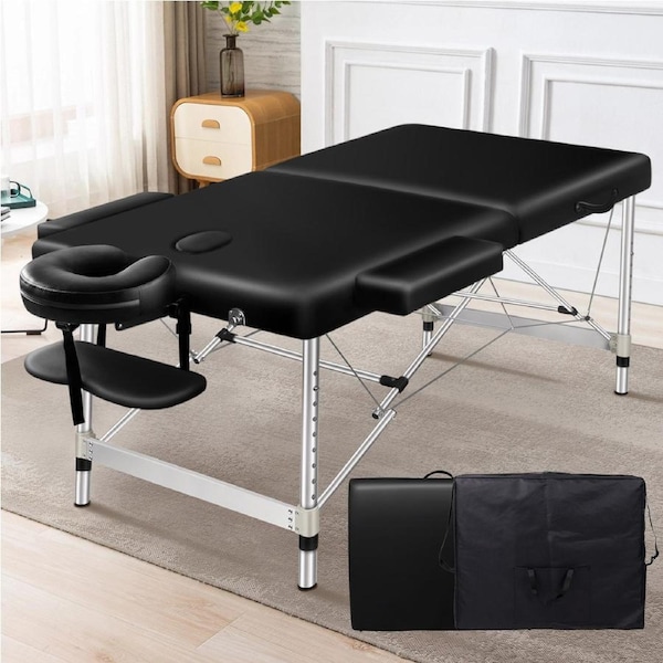 Alfordson Massage Table 2 Fold 55cm Foldable Portable Bed Desk Aluminium Lift Up