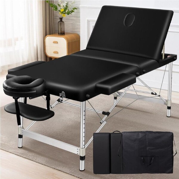3 Fold Alfordson Massage Table 65cm Foldable Black