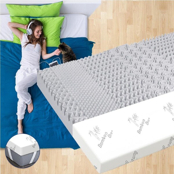 8cm Memory Foam Topper 7 Zone Bed Mattress Graphite Cool Gel Bamboo Cover Single STARRY EUCALYPT
