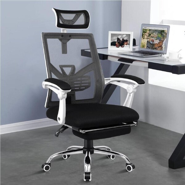 ALFORDSON Mesh Office Chair with Footrest Gaming Executive Fabric Seat Recline