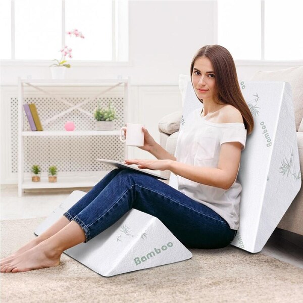 STARRY EUCALYPT Bed Wedge Pillow Cool Gel Memory Foam Back Leg Elevation Bamboo