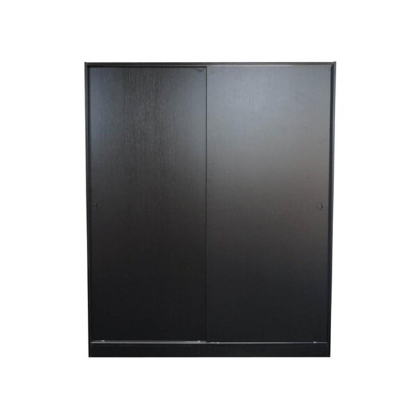Design Square Multi-Purpose Built-In Modular Sliding Door Wardrobe Closet Clothes Storage - Black