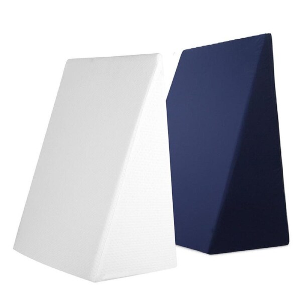 Bedding 2X Memory Foam Wedge Pillow Neck Back Support with Cover Waterproof White Blue
