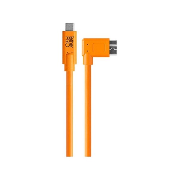 TetherPro USB-C to USB 3.0 Micro-B Right Cable - Orange