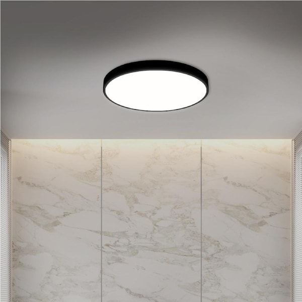 Emitto Ultra-Thin 5cm LED Ceiling Down Light Surface Mount Living Room Black 30W