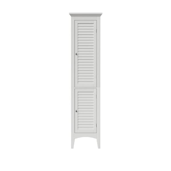 Teamson Home Glancy Freestanding Linen Tower Storage Cabinet with 2 Doors, White