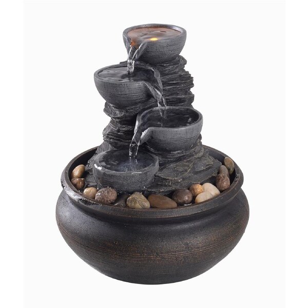 Teamson Home - Table top fountain with LED light- Stone Grey