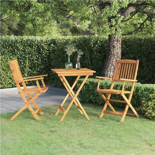 3 Piece Folding Garden Dining Set Solid Acacia Wood vidaXL