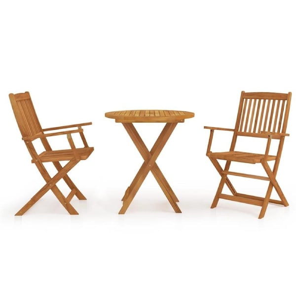 3 Piece Folding Garden Dining Set Solid Acacia Wood vidaXL