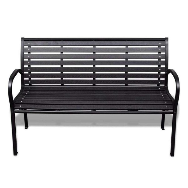3 Seater Outdoor Decor Garden Patio Deck Steel Frame Park Bench Chair Seat Black