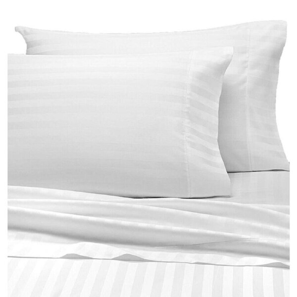 1800TC Delux Ultra Soft 2cm Striped Embossed Microfibre Fitted Sheet Set Charcoal / King