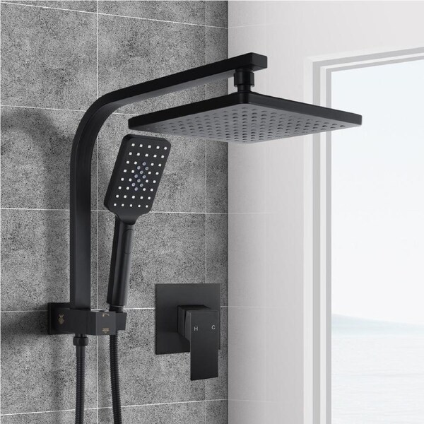 ACA WELS Shower Head Set With Mixer Tap 8" Rain 3-MODE Handheld Heads Square Black WELS High Pressure