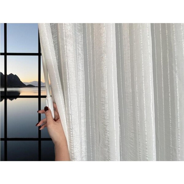 S wave fold sheer curtains with track -- 180cm wide (Complete Package)