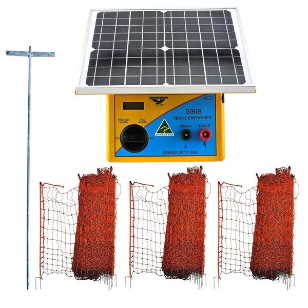 Thunderbird 150m Poultry Netting with S-90B 10km Electric Fence Energiser