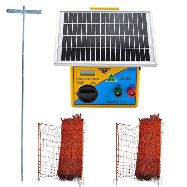 Thunderbird 100m Poultry Netting and S-50B 5km Electric Fence Energiser