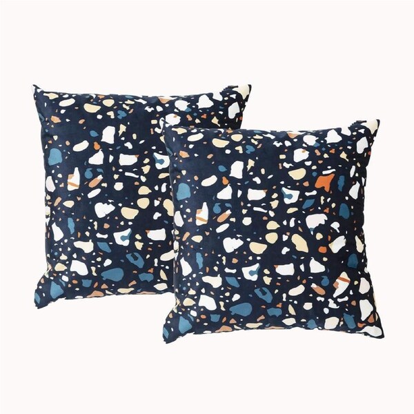 Poly Velvet Printed Cushion filled 50 x 50 Cms Terazzo- Twin Pack