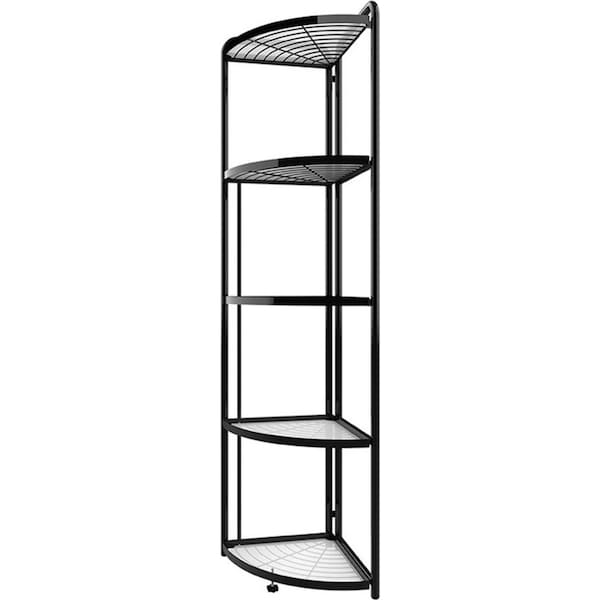 SOGA 5 Tier Steel Triangular Corner Stand Multi-Functional Shelves Portable Storage Organizer