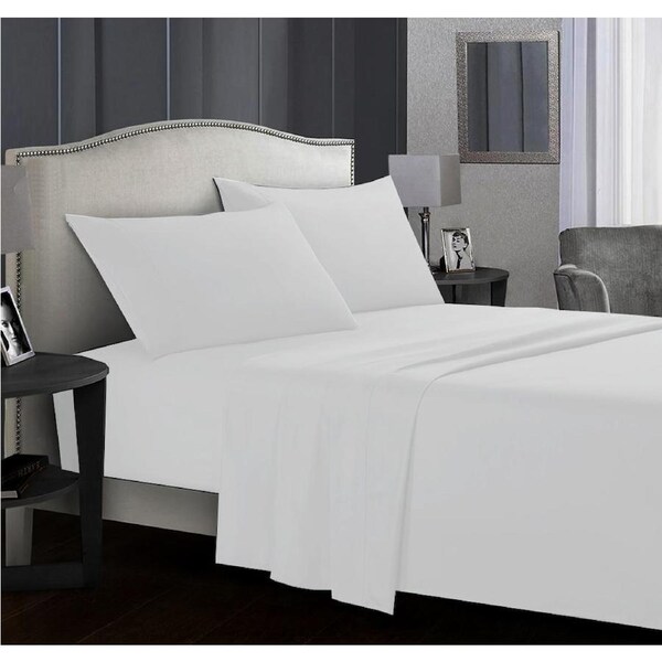 1800TC Delux Ultra Soft Microfibre Fitted Full Sheet Set For All Sizes Bed White / Mega King