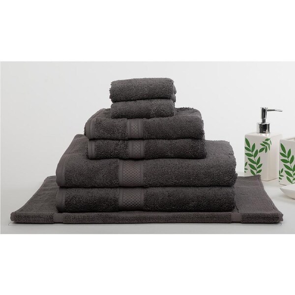 7 Pieces Egyptian Cotton Bath Towel or Bath Sheet Set 650GSM 10 Colors Charcoal / 7 Piece Towel Set