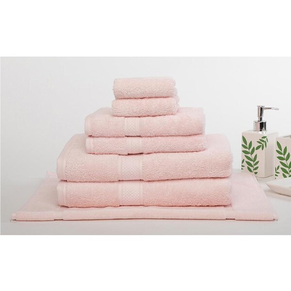 7 Pieces Egyptian Cotton Bath Towel or Bath Sheet Set 650GSM 10 Colors Soft Pink / 7 Piece Towel Set
