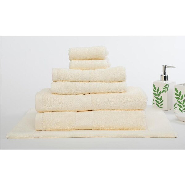 7 Pieces Egyptian Cotton Bath Towel or Bath Sheet Set 650GSM 10 Colors Cream / 7 Piece Towel Set