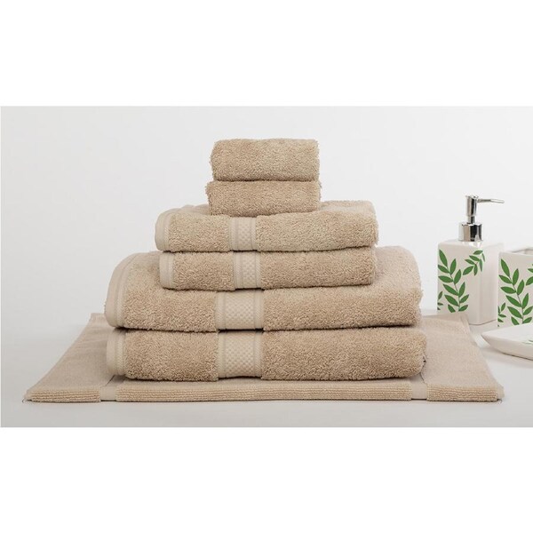 7 Pieces Egyptian Cotton Bath Towel or Bath Sheet Set 650GSM 10 Colors Latte / 7 Piece Towel Set