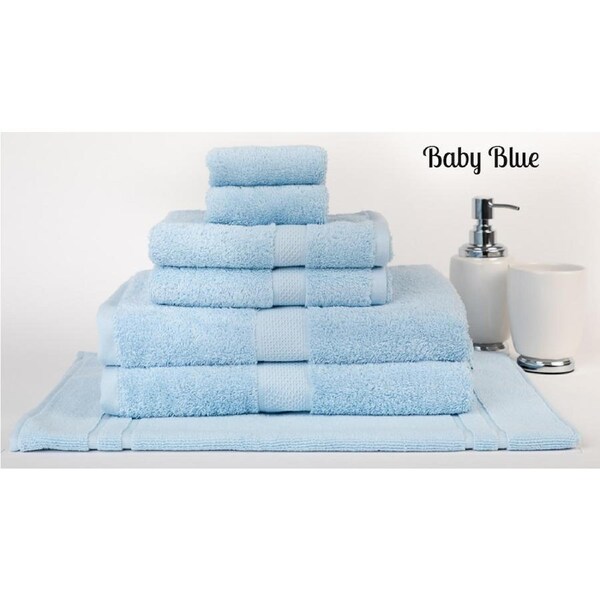 7 Pieces 100% Cotton Bath Towel or Bath Sheet Set 550GSM 29 Colors Baby Blue / 7 Piece Towel Set