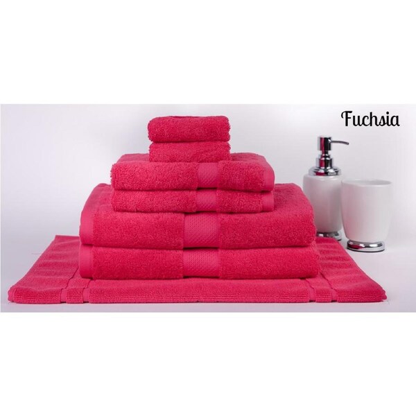 7 Pieces 100% Cotton Bath Towel or Bath Sheet Set 550GSM 29 Colors Fuchsia / 7 Piece Towel Set