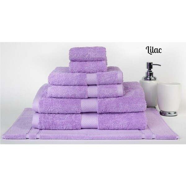 7 Pieces 100% Cotton Bath Towel or Bath Sheet Set 550GSM 29 Colors Lilac / 7 Piece Towel Set