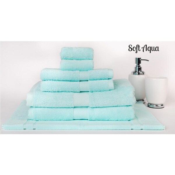 7 Pieces 100% Cotton Bath Towel or Bath Sheet Set 550GSM 29 Colors Soft Aqua / 7 Piece Towel Set