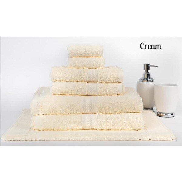 7 Pieces 100% Cotton Bath Towel or Bath Sheet Set 550GSM 29 Colors Cream / 7 Piece Sheet Set