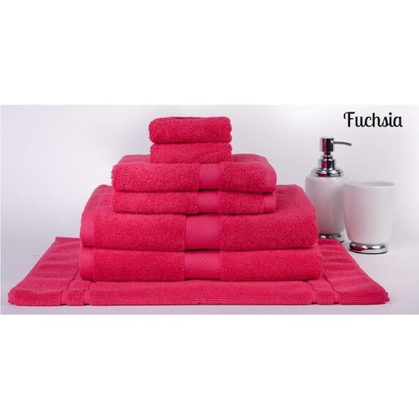 7 Pieces 100% Cotton Bath Towel or Bath Sheet Set 550GSM 29 Colors Fuchsia / 7 Piece Sheet Set