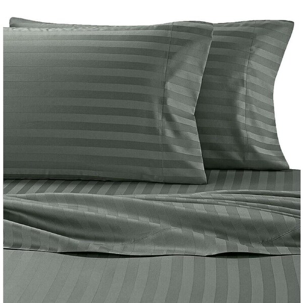 1800TC Delux Ultra Soft 2cm Striped Embossed Microfibre Fitted Sheet Set Charcoal King