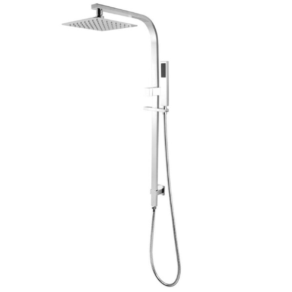 ACA WELS 8'' Shower Head Set Sliding Rail Handheld Spray Square Chrome