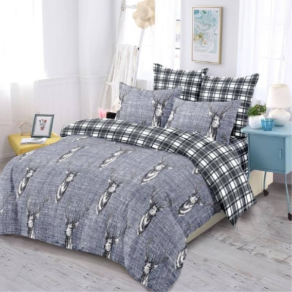 Deer Design Cotton Quilt/Doona/Duvet Cover Pillowcase Set Queen