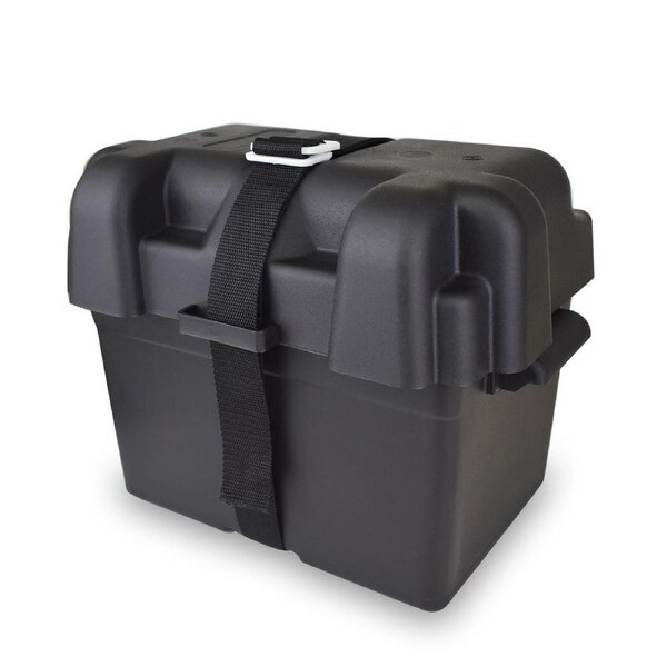 Proflow Universal Battery Box Plastic External Size 340L x 245W x 270H Suit Camping Boating Cars Regular Battery