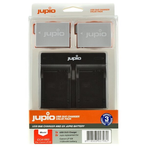Jupio Canon LP-E8 Twin Battery + Dual Charger Kit