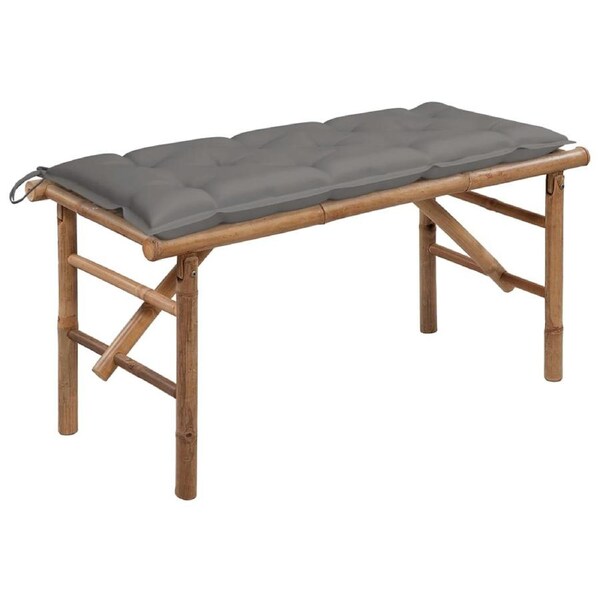 Folding Garden Bench with Cushion 118 cm Bamboo vidaXL