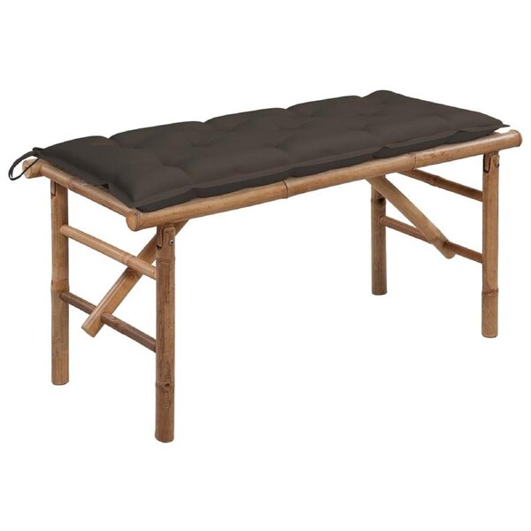 Folding Garden Bench with Cushion 118 cm Bamboo vidaXL