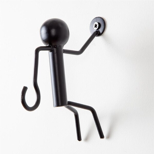 Climbing Man Metal Iron Wall Hooks 1 Key Hook Black