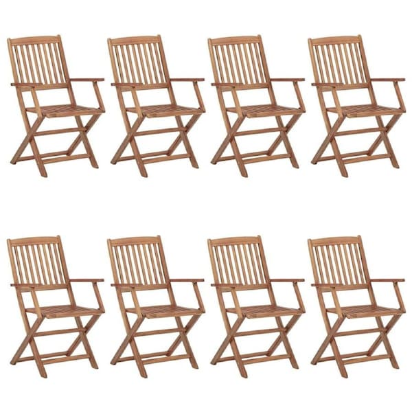 Folding Outdoor Chairs 8 pcs Solid Acacia Wood vidaXL