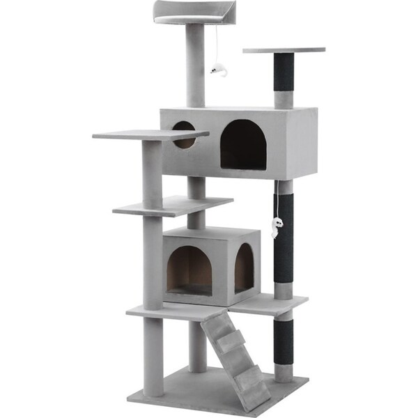Paws & Claws Catsby 134cm Hamilton Cat House Scratch Post Tower Furniture SL/GRY