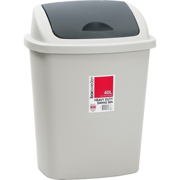 Boxsweden 40L Rubbish Trash Bin 44x35cm w/ Swing Lid Garbage Can - Assorted