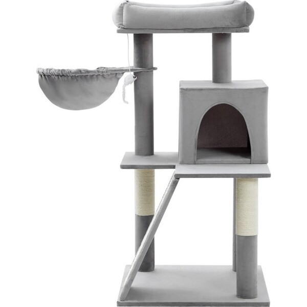Paws & Claws Catsby 98cm Clifton Condo Cat Tree House Scratch Tower Post SLV/GRY